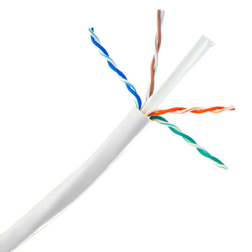 1000 ft Cat5e UTP Solid Cable – White, 24 AWG, 350 MHz