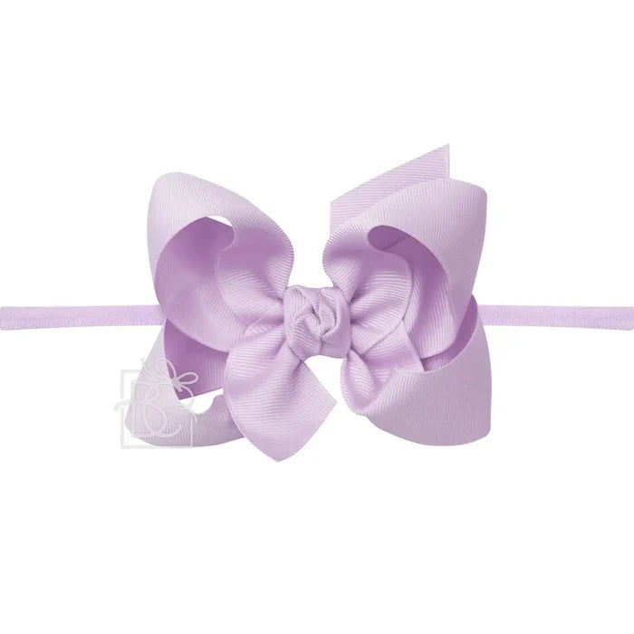 1/4" Nylon Pantyhose Headband W/Signature Grosgrain Bow