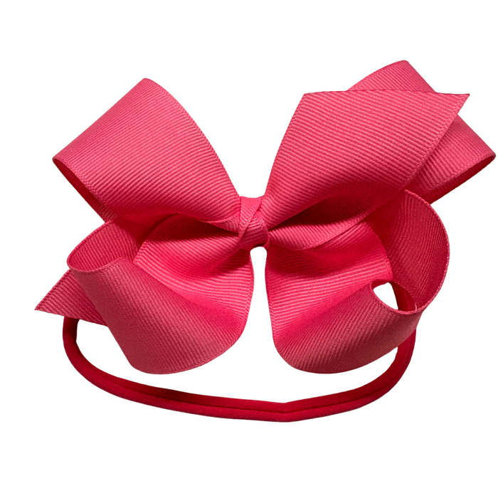 1/4" Nylon Pantyhose Headband W/Signature Grosgrain Bow