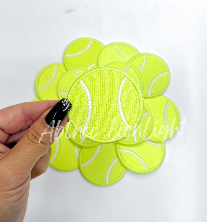 2” tennis ball glitter embroidery patch iron on