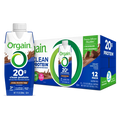 Single and case of 20g Clean Protein Shake Creamy Chocolate Fudge Flavor in the 12 Shakes Size