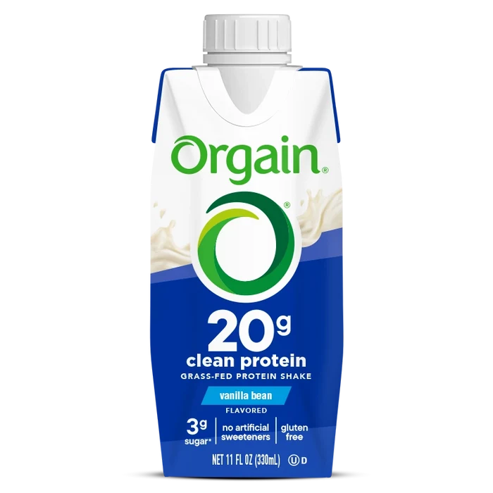 Front of 20g Clean Protein Shake - Vanilla Bean  Flavor in the 12 Shakes Size
