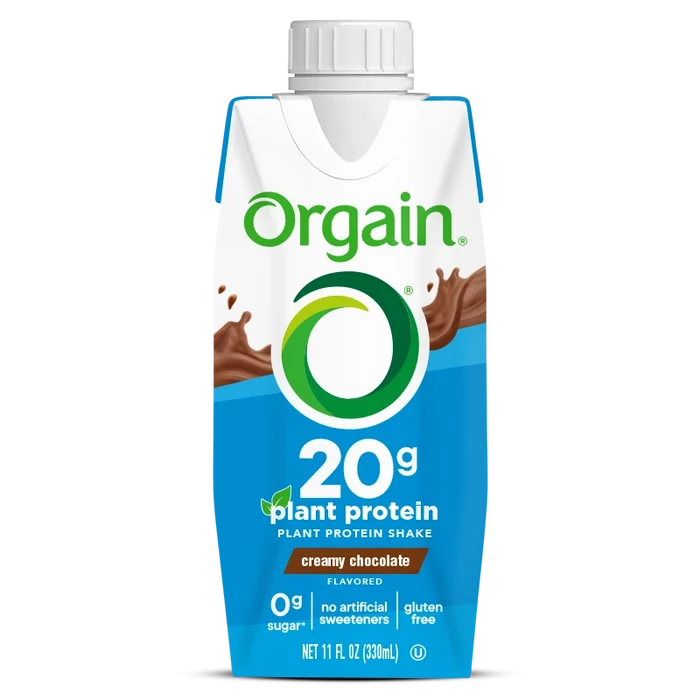 Front of 20g Plant-Based Protein Shake Creamy Chocolate Flavor