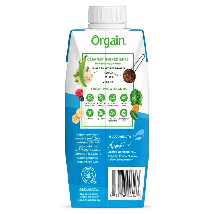 Back of 20g Plant-Based Protein Shake Creamy Chocolate Flavor