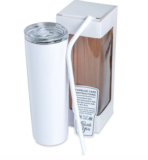 20 oz skinny tumbler — personalized with name or monogram, vinyl included