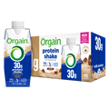 Front of 30g protein shake cafe latte flavor  in tetra and box size