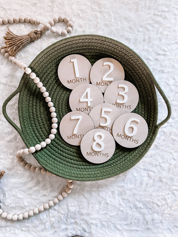 3D Wooden Monthly Milestone Set - Navy