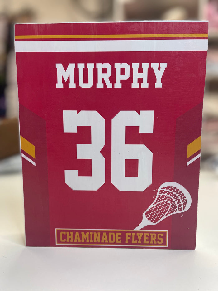 Jersey Block decorative wooden block — sports and team spirit home decor