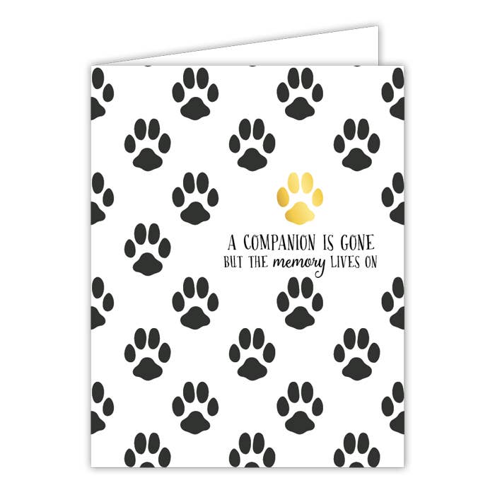 A Companion Is Gone puppy prints greeting card — pet sympathy and loss card