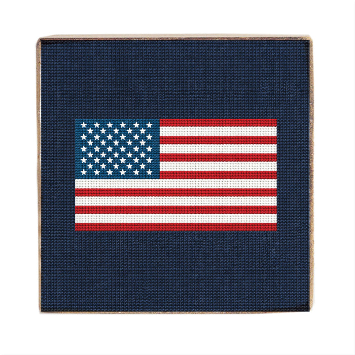 American Flag Needlepoint Block Sign