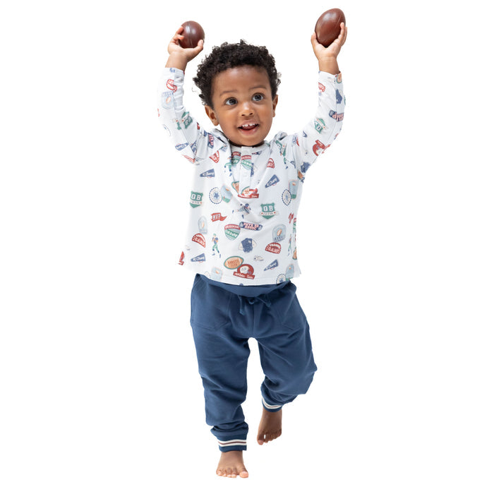 Angel Dear Football Patches Long Sleeve Henley and Jogger Set