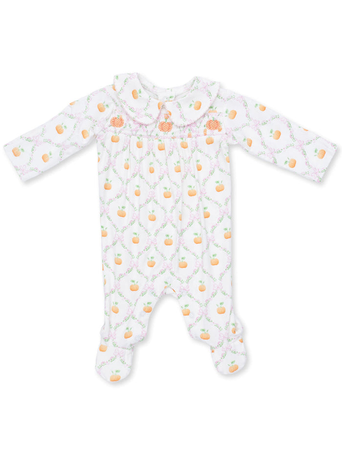 Angel Dear Pretty Pumpkin Trellis footie front detail