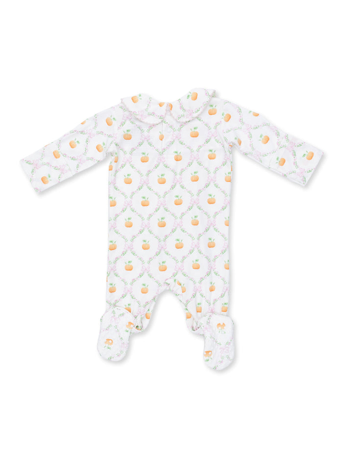 Angel Dear Pretty Pumpkin Trellis footie side view