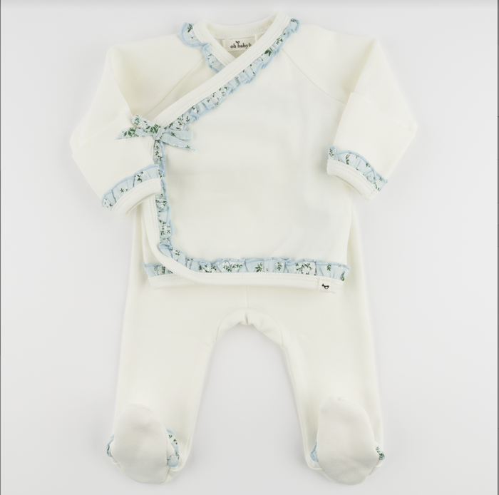 Apple Blossom Kimono with Sky Ruffles