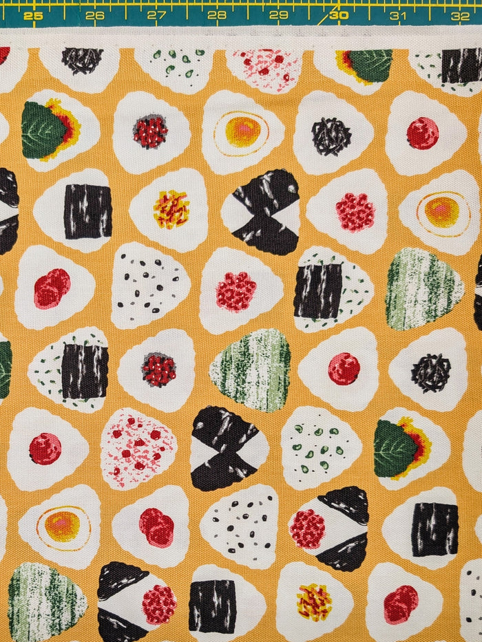 Asano - Onigiri Line Cotton Oxford Fabric - Yellow REMNANT