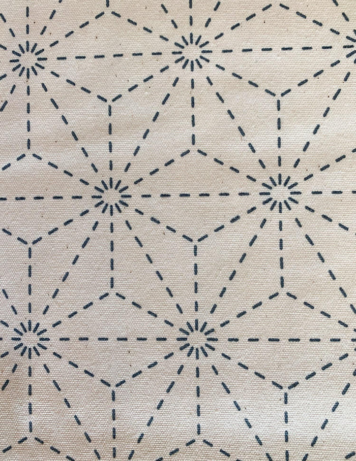 Olympus - Asanoha Stars Pre-Printed Sashiko Cotton Fabric - Ivory White
