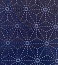 Olympus - Asanoha Stars Pre-Printed Sashiko Cotton Fabric - Navy