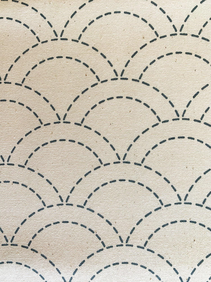 Olympus - Waves Pre-Printed Sashiko Cotton Fabric - Ivory White