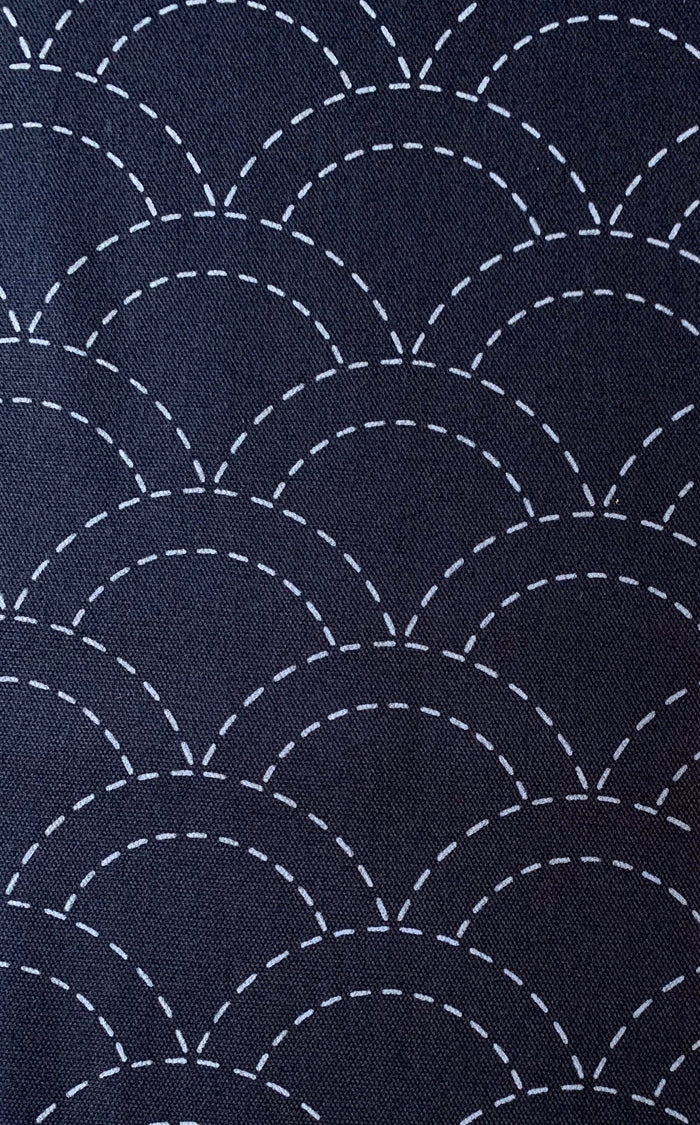 Olympus - Waves Pre-Printed Sashiko Cotton Fabric - Navy