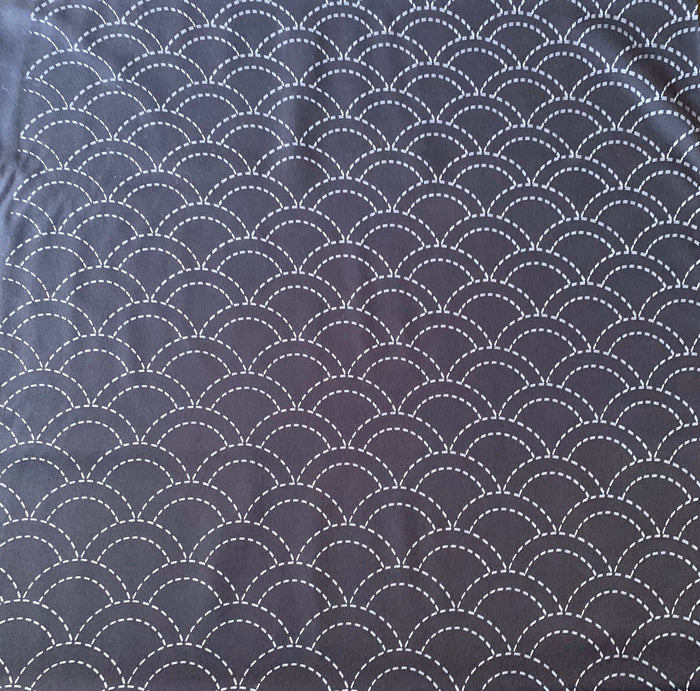 Olympus - Waves Pre-Printed Sashiko Cotton Fabric - Navy