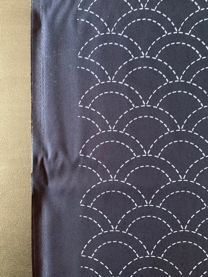 Olympus - Waves Pre-Printed Sashiko Cotton Fabric - Navy