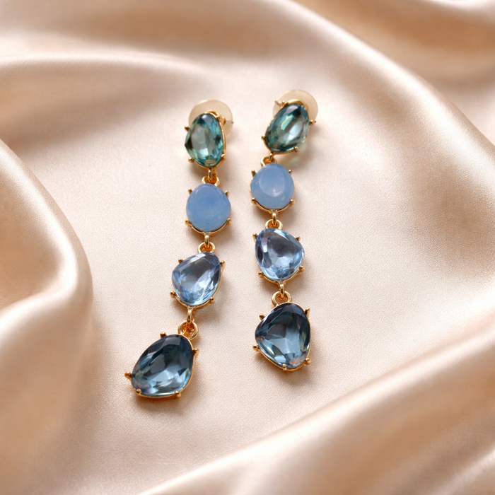 Azure Cascade Statement Earrings