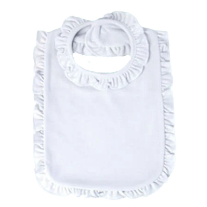 Baby Girl  2-PLY Blank Bib w/ Ruffle Trim 6-PACK Embroidery
