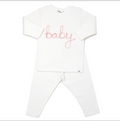 'Baby' Pink Sparkle Embroidered 2pc Set