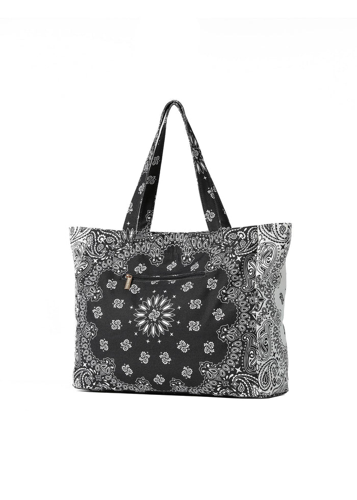 Bandana Print Canvas Tote -Bailey Black/White