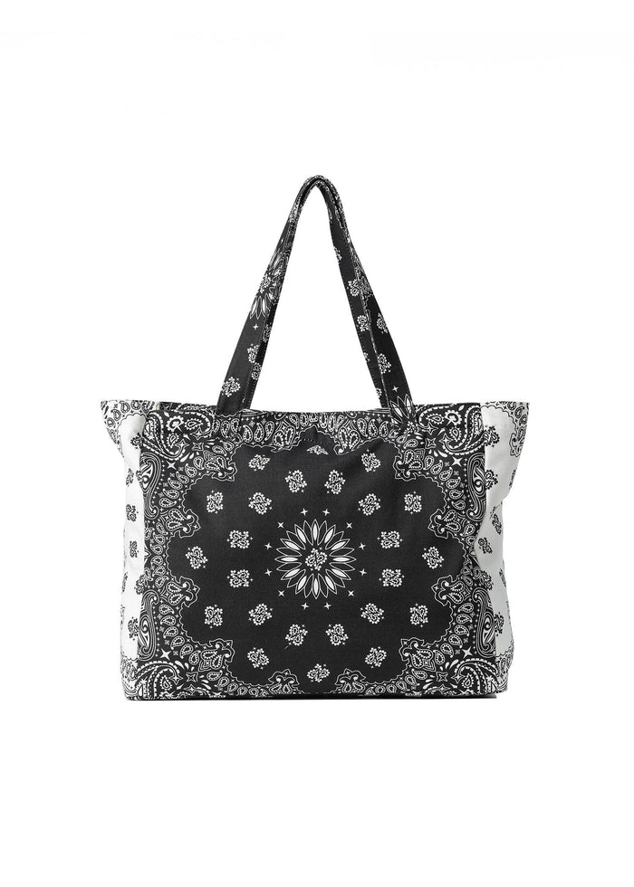 Bandana Print Canvas Tote -Bailey Black/White