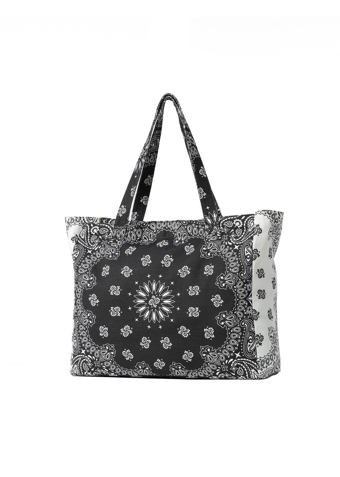 Bandana Print Canvas Tote -Bailey Black/White