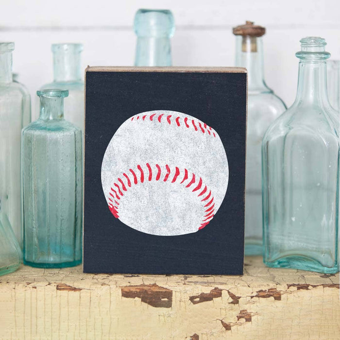 Baseball decorative wooden block — sports home decor, Father's Day and baseball fan gift