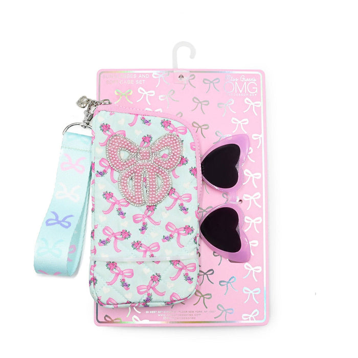 Beaded Bow Wristlet Case and Sunglasses
