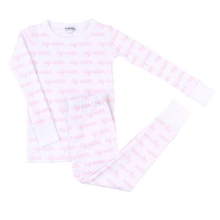 Big Sister pink printed long pajama — sweet sibling announcement gift, Christmas pajama gift