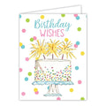 Birthday Wishes white cake with sparklers greeting card — fun birthday card