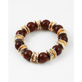 Brown Bead & Gold Disc Stretch Bracelet