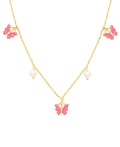 Butterfly And Freshwater Pearl Charms Necklace