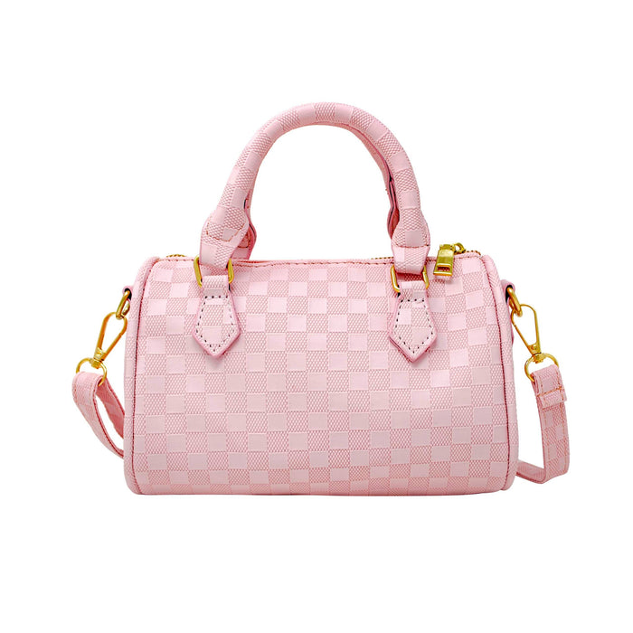 Checkered Canvas Duffle Handbag