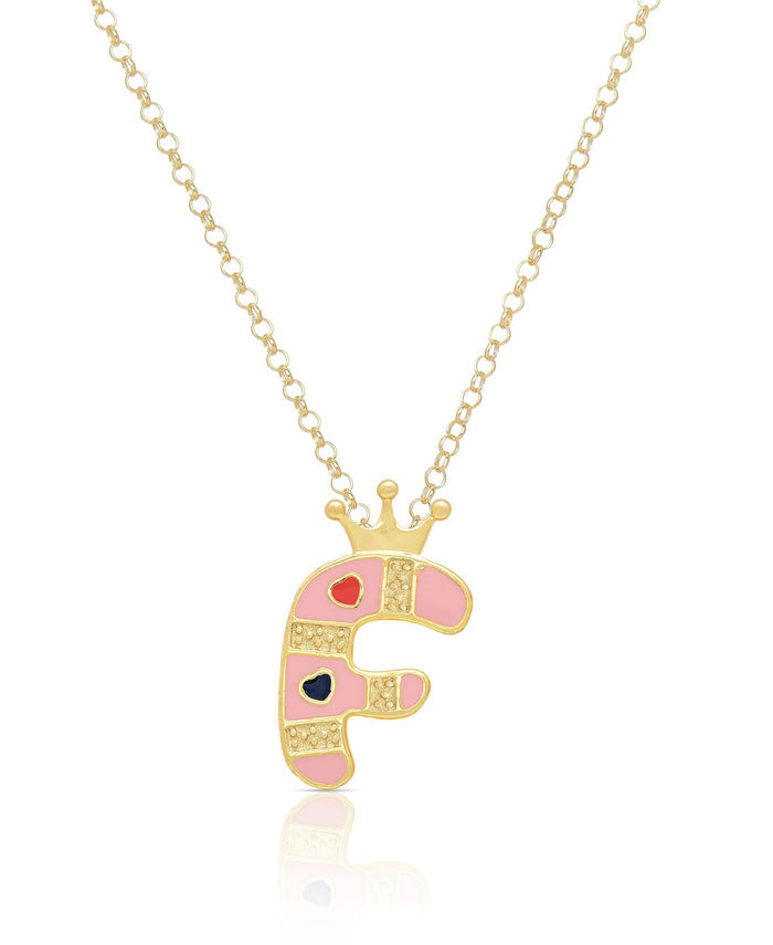Children's initial pendant — close up showing letter detail