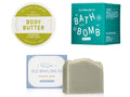 Three coastal inspired bath items by Old Whaling Company on a white background
