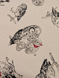 Cosmo - Owls in Bandanas Cotton Oxford - Beige