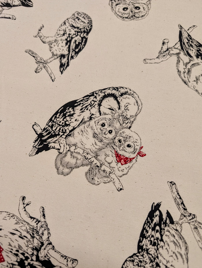 Cosmo - Owls in Bandanas Cotton Oxford - Beige