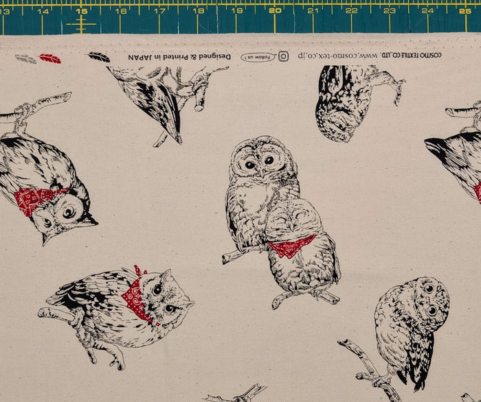 Cosmo - Owls in Bandanas Cotton Oxford - Beige