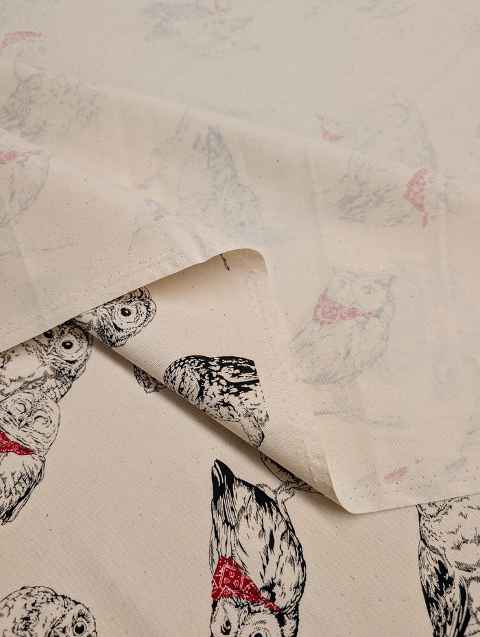 Cosmo - Owls in Bandanas Cotton Oxford - Beige