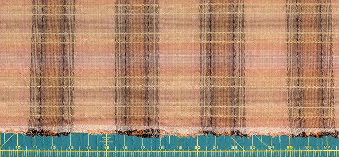 Cosmo plaid Japanese yarn dyed cotton taupe fabric AY77000-4 B beige & pink