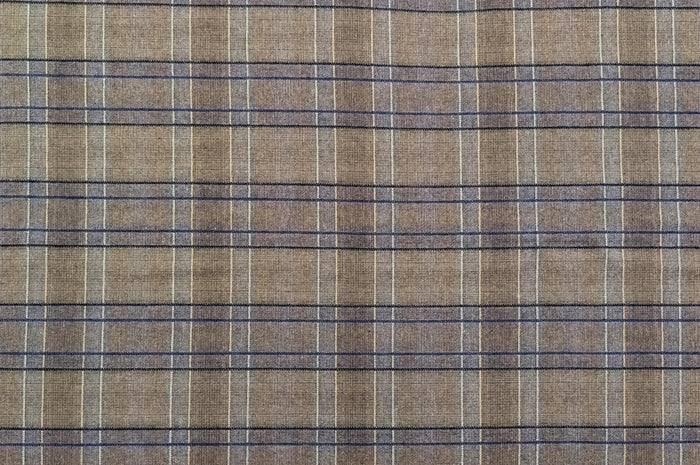 Cosmo plaid Japanese yarn dyed cotton taupe fabric AY77000-4 E gray & blue