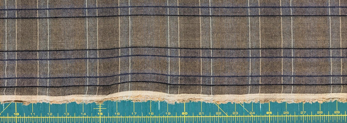 Cosmo plaid Japanese yarn dyed cotton taupe fabric AY77000-4 E gray & blue