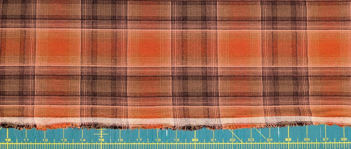 Cosmo plaid Japanese yarn dyed cotton taupe fabric AY77000-4 D red & gray