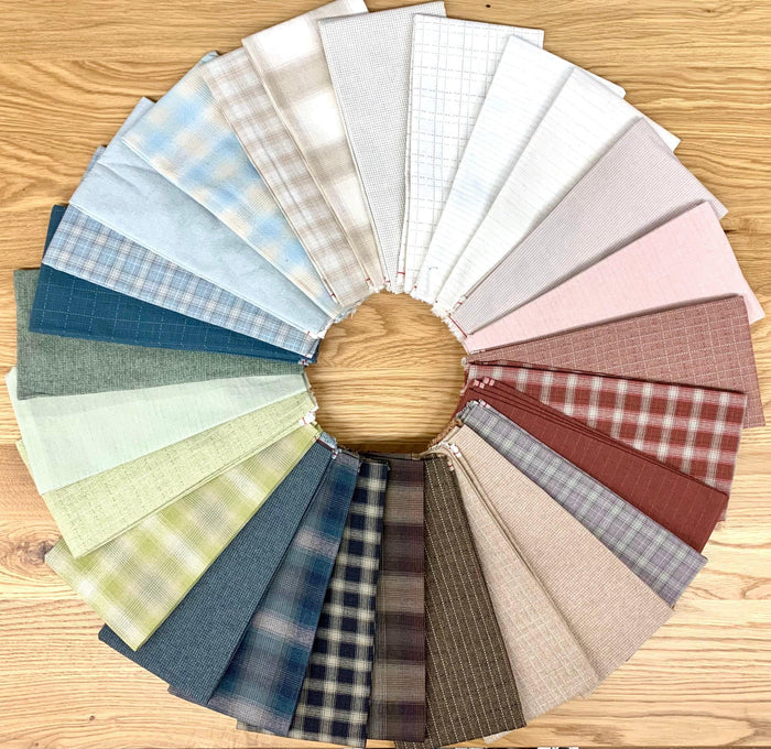 PRE-CUT Cosmo Japanese yarn dyed cotton taupe fabric half meter large plaid