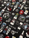 Cosmo - Sake Time Cotton Oxford Canvas Fabric - Black